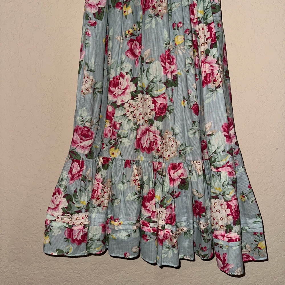 Ralph Lauren Light Blue Floral Print Cotton Sleeveless Midi Dress - Picture 8 of 12